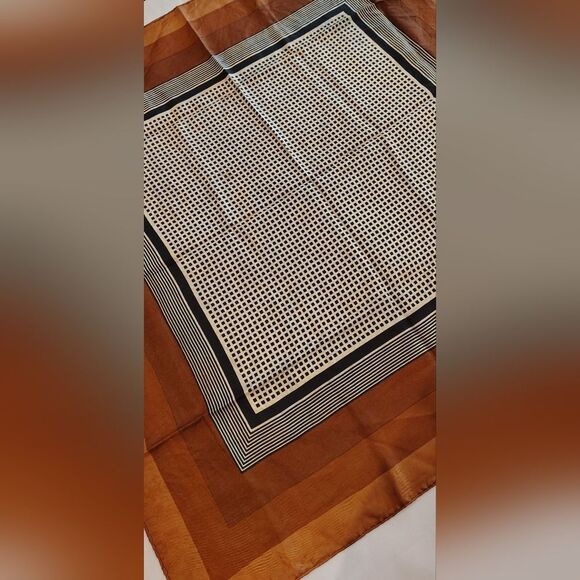 Yves Saint Laurent Vintage Brown Silk Scarf Rolled Hem - Picture 8 of 14